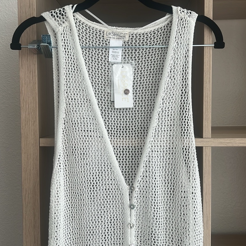 NWT L*Space Adrift Crochet Dress in White Size XL/TG - Picture 4 of 5